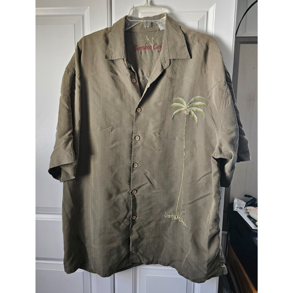 Bamboo Cay Mens Palm Tree Shirt Size X-Large Green Short Sleeve Button Up - Picture 1 of 6